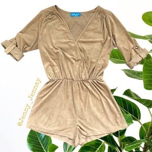 Tan Willy Jay's Deep Plunge Short Romper Medium